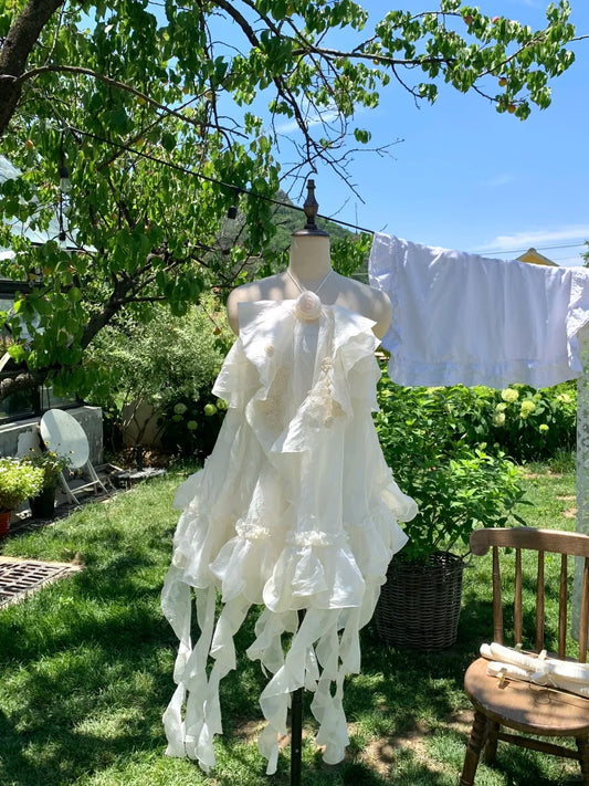 White Sweet Short Chiffon Homecoming Dress Birthday Party Dress nv4938