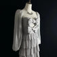 Silbernes, funkelndes, kurzes Satin-Heimkehrkleid mit Rüschen, Geburtstagskleid nv4498