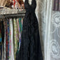 Schwarz Neckholder Retro Mode Elegante Straps Lange Spitze Tüll Meerjungfrau Ballkleid Abendkleid Partykleid nv4203