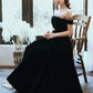 A-line Black Velvet Off-the-shoulder Short Prom Gown Evening Dress Party Dress nv2268