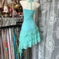 Blue Sweet Ruffle Vintage Short Chiffon Homecoming Dress Holiday Party Dress nv4621