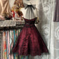 Burgundy Vintage Short tulle Homecoming Dress Prom Dress Party Dress nv4306