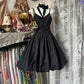 Robe de soirée courte en satin noir vintage, robe de bal d'anniversaire, robe de soirée nv4620