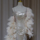 Elegantes und funkelndes langes Ballkleid (ohne Federschal), Abendkleid NV5991