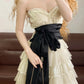 Robe de soirée longue en tulle et dentelle blanche, classique et élégante, à plusieurs niveaux, nv5020
