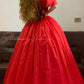 Rotes Vintage Elegantes Langes Tüll Prinzessin Ballkleid nv5008