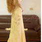 Robe de soirée d'anniversaire simple et longue en satin vintage jaune nv4998