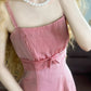 Rosa Einfache Vintage Elegante Satin Lange Prinzessin Party Kleid nv5005