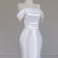 White Elegant Backless Long Mermaid Bodycon Satin Train Prom Dress Evening Gown nv4965
