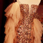 Luxuriöses, prachtvolles und exquisites langes formelles Goldkleid NV6538