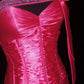 Robe de soirée longue en satin rose rouge Barbie Princess Fashion, épaules dénudées, dos nu, nv5205