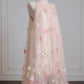 Rosa Blumen Elegantes Langes Tüll Ballkleid Abendkleid Partykleid nv4955