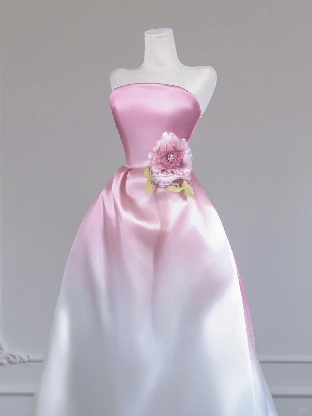 Rosa Gradient Fashion Langes Satin Ballkleid Abendkleid nv4962
