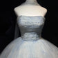 Dreamy Sky Blue Ombre Strapless Beaded Ball Gown with Tulle Shawl, Fairy Style  Prom Dress NV6868
