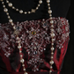 NiceVestidos – Vintage Burgunderrot, exquisites, perlenbesetztes Satin-Plissee-Langballkleid, Abschlusskleid NV5859