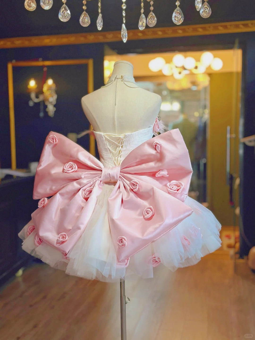Robe de soirée courte en tulle à fleurs roses, jolie robe de bal, robe de bal, robe d'anniversaire, nv4787