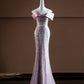 Rosa funkelndes langes Meerjungfrau-Ballkleid mit Pailletten, Abendkleid, Partykleid, nv4751