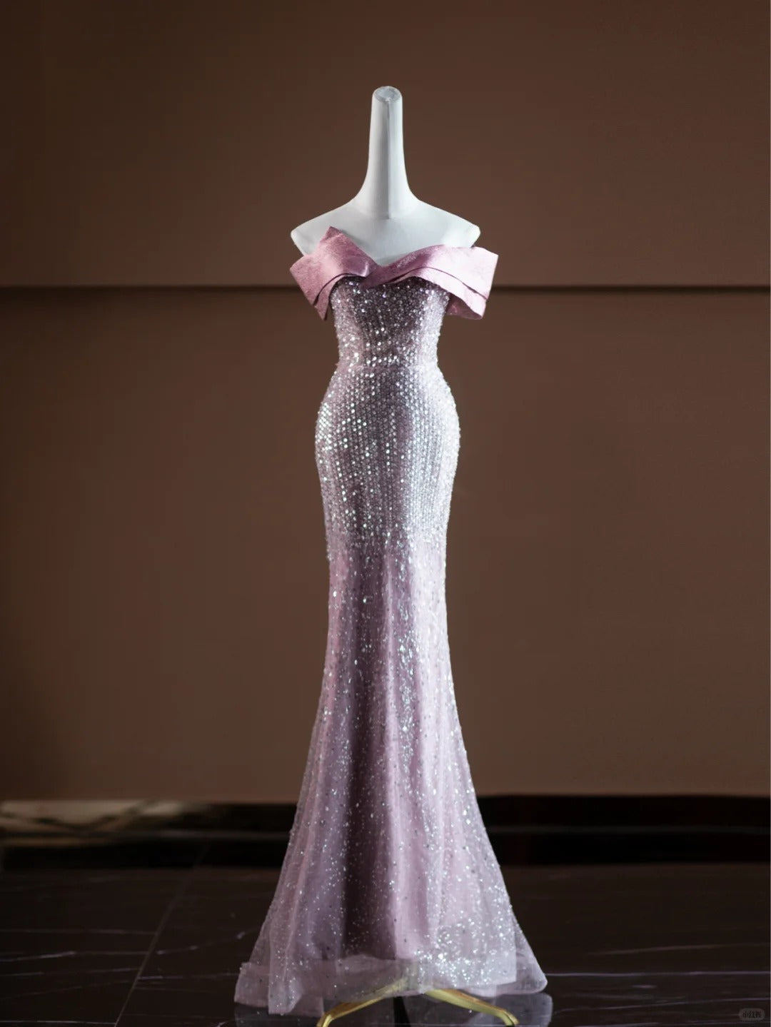 Rosa funkelndes langes Meerjungfrau-Ballkleid mit Pailletten, Abendkleid, Partykleid, nv4751