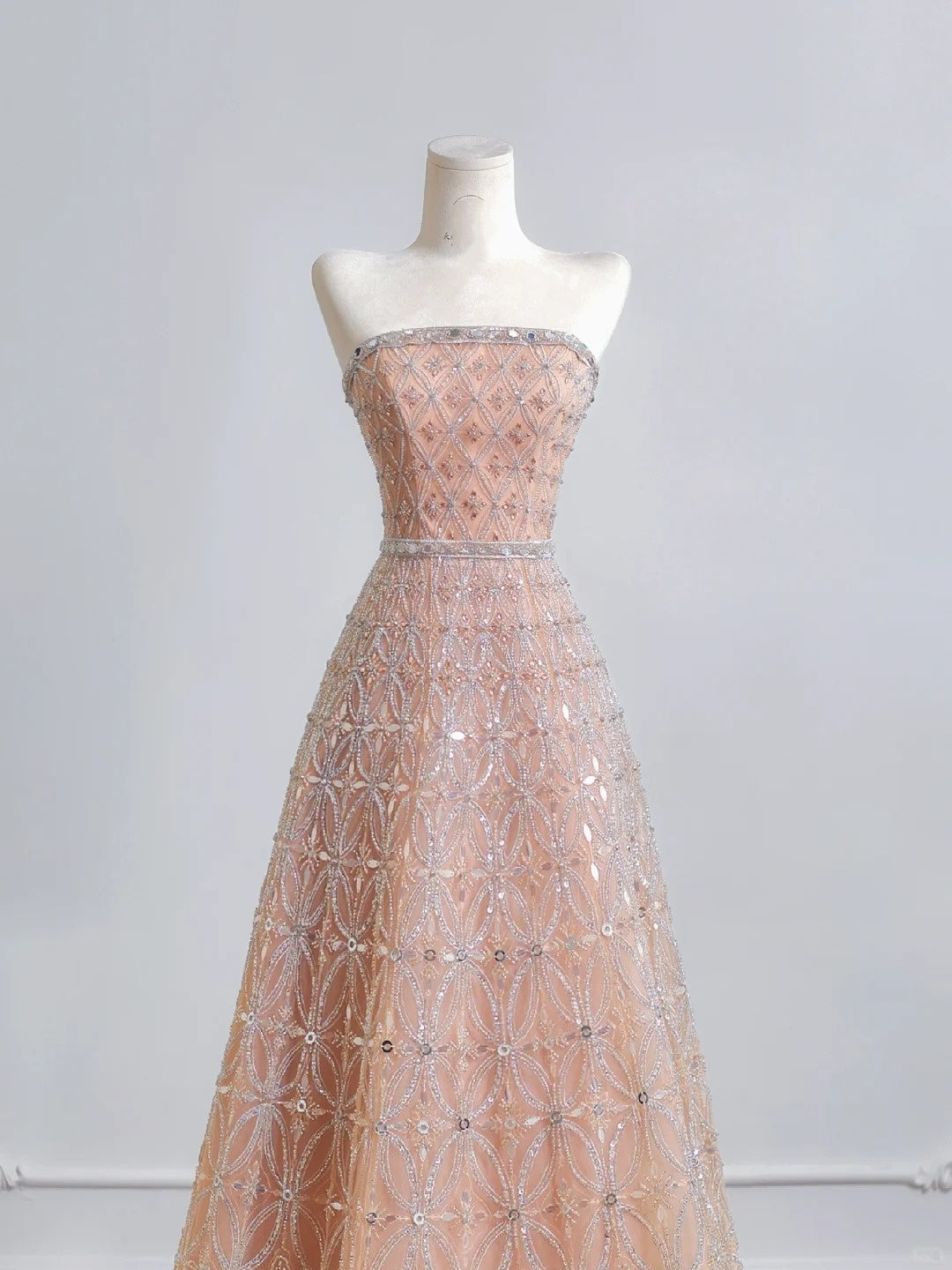 Rosa Gold Wunderschöne Luxus Lange Tüll Ballkleid Abendkleid Partykleid nv4947