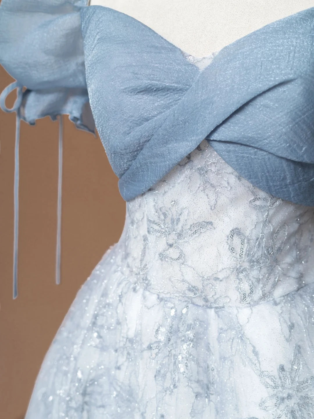 Robe de soirée longue bleue à fleurs pour filles, élégante et tendance, nv4745