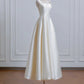White Simple Fashion Elegant Long Satin Prom Dress Evening Dress Party Dress nv4951
