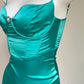 Mintgrünes, modisches, kurzes Satin-Heimkehrkleid mit Spaghettiträgern, Geburtstagskleid, nv5160