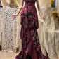 Robe de soirée longue en satin et dentelle violette, style sirène, nv4321