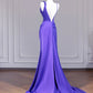 Robe de bal longue en satin violet, élégante et dos nu, nv4964