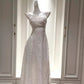 NiceVestidos-_W Weißes langes Spitzenkleid mit Spaghettiträgern NV5936