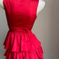 Rotes, kurzes Satin-Heimkehrkleid mit Rüschen, Geburtstagskleid, NV5159