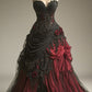 Black vintage red Exquisite beads rose floral applique long tulle elegant long ball gown evening dress nv3343