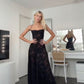 Black Elegant Sexy Lace Spaghetti Strap Long Evening Dress nv2725