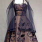 NiceVestidos - Robe de soirée mi-longue en tulle violet foncé brodé, sans manches, coupe trapèze, NV5780