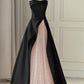 Black off-shoulder stylish elegant long satin tulle ball gown evening dress nv3183