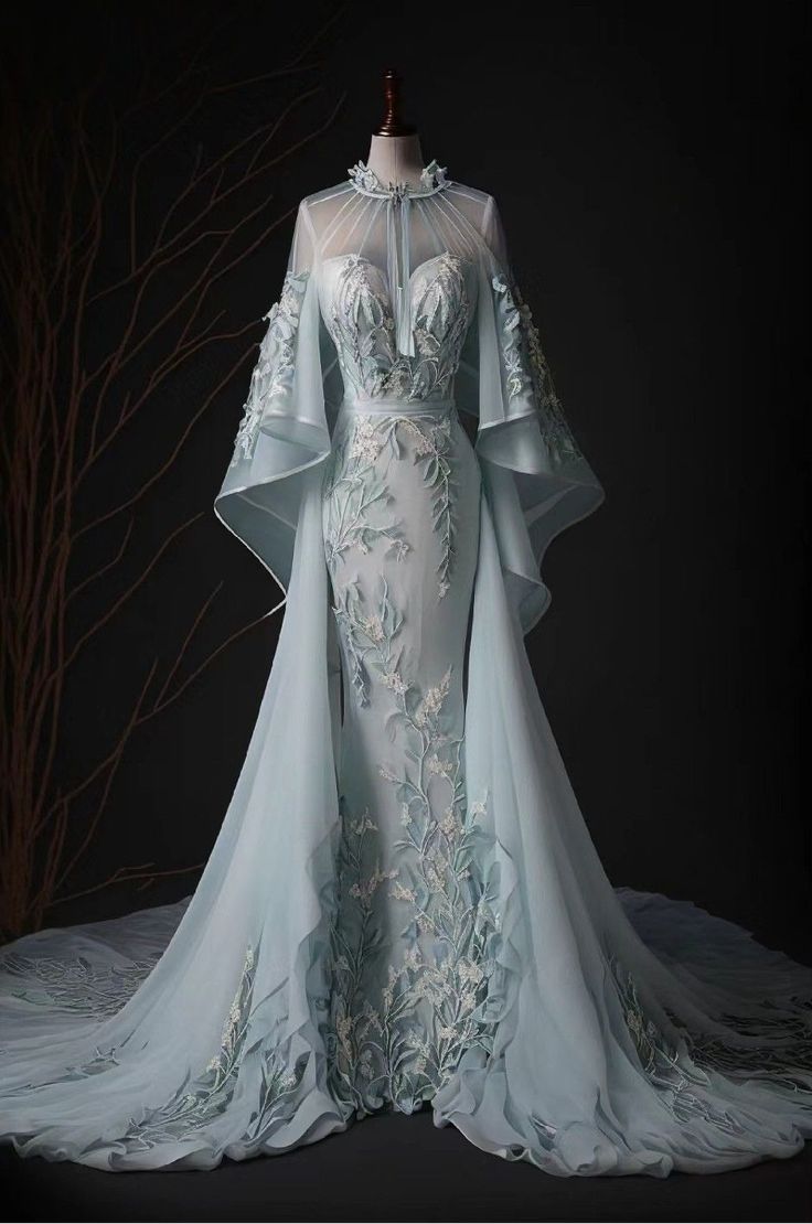 Robe de soirée trapèze longue en tulle bleu, élégante et rétro, avec appliques florales, longueur au sol, robe de bal nv3832