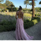 Robe de soirée longue en mousseline de soie rose Ocean Goddess nv4762