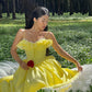 Yellow sweet elegant long satin princess ball gown evening dress nv2911