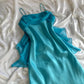 Robe de soirée élégante en mousseline de soie, longue, bretelles spaghetti, bleue, mode, robe de bal, robe de soirée, nv3683