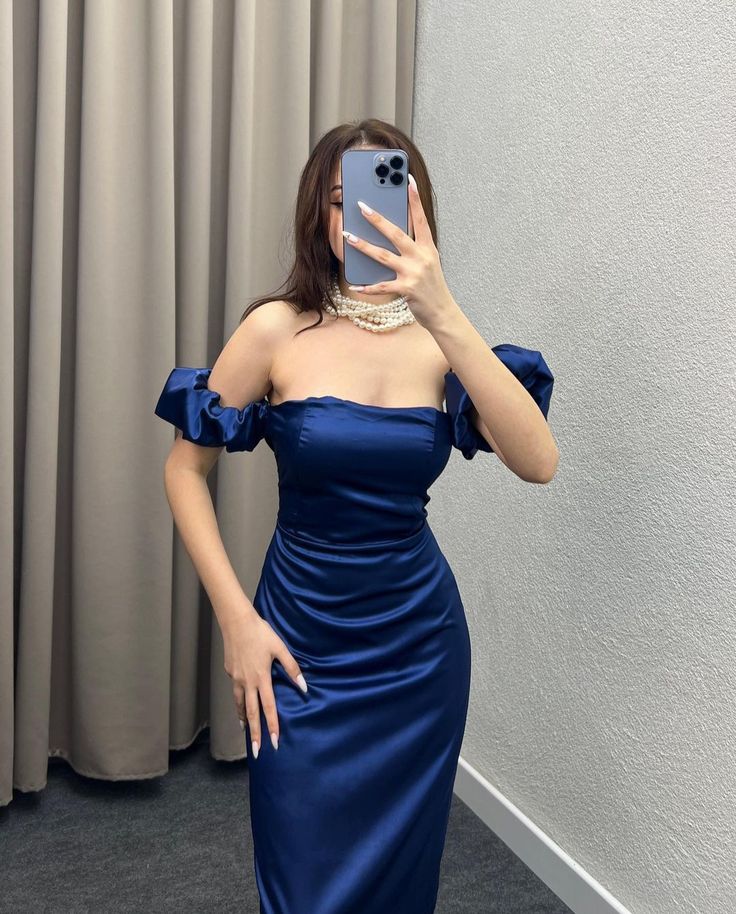 Green/blue/purple simple fashion tube top short sleeve long satin ball gown evening dress nv3091