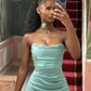 Robe de soirée d'anniversaire mini vert menthe à épaules dénudées et mignonne, robe de retour à la maison nv2906