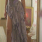 Robe de soirée courte en mousseline de soie, élégante et vintage, violette, nv4850
