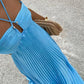 Blau Stilvoll Elegant Schlicht Liebsten Ärmellos A Linie Langes Chiffon Abendkleid Ballkleid Hochzeit Partykleid nv3805