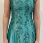 Robe de soirée longue et élégante en satin et tulle, tenue de soirée élégante et charmante, verte, à perles exquises, nv3975