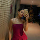 Robe de soirée courte à la mode rose rouge simple avec haut tube et mini robe de soirée nv2366