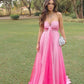 Pink tulle gradient ribbon fashion elegant tube top strapless long ball gown evening dress guest party dress bridesmaid dress nv2539