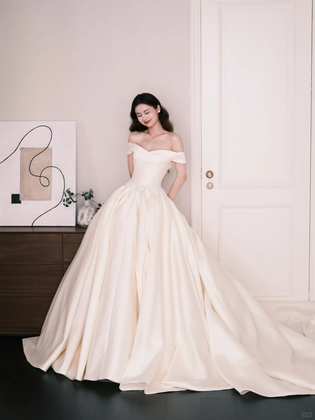 Off The Shoulder Satin Ballgown Wedding Dress Bridal Gown  NV7270