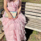 Pink sweet and elegant A-line multi-layered ruffled long tulle princess dress prom dress graduation dress nv3283