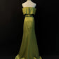 Robe de soirée longue en satin vert olive nv4790