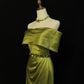 Robe de soirée longue en satin vert olive nv4790
