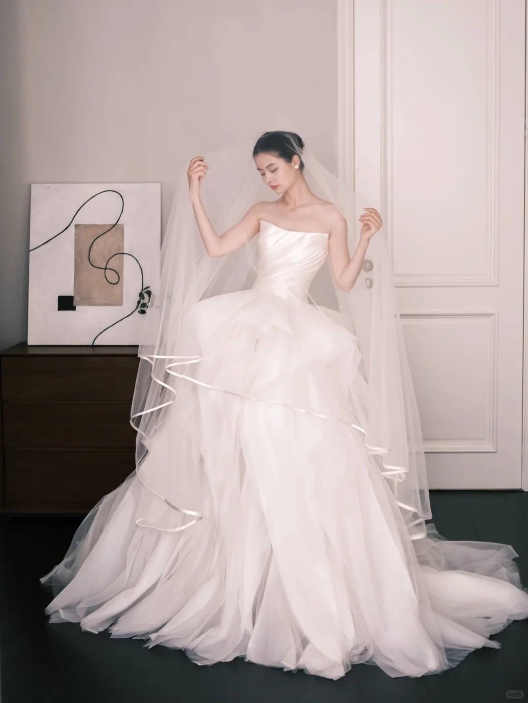 Strapless Tiered Ruffle Tulle Wedding Dress Bridal Gown  NV7269